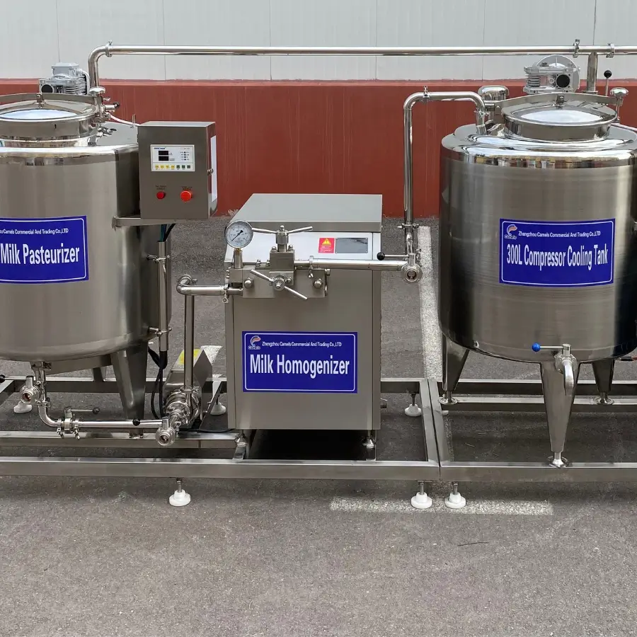 The high pressure homogenizer in the milk production line